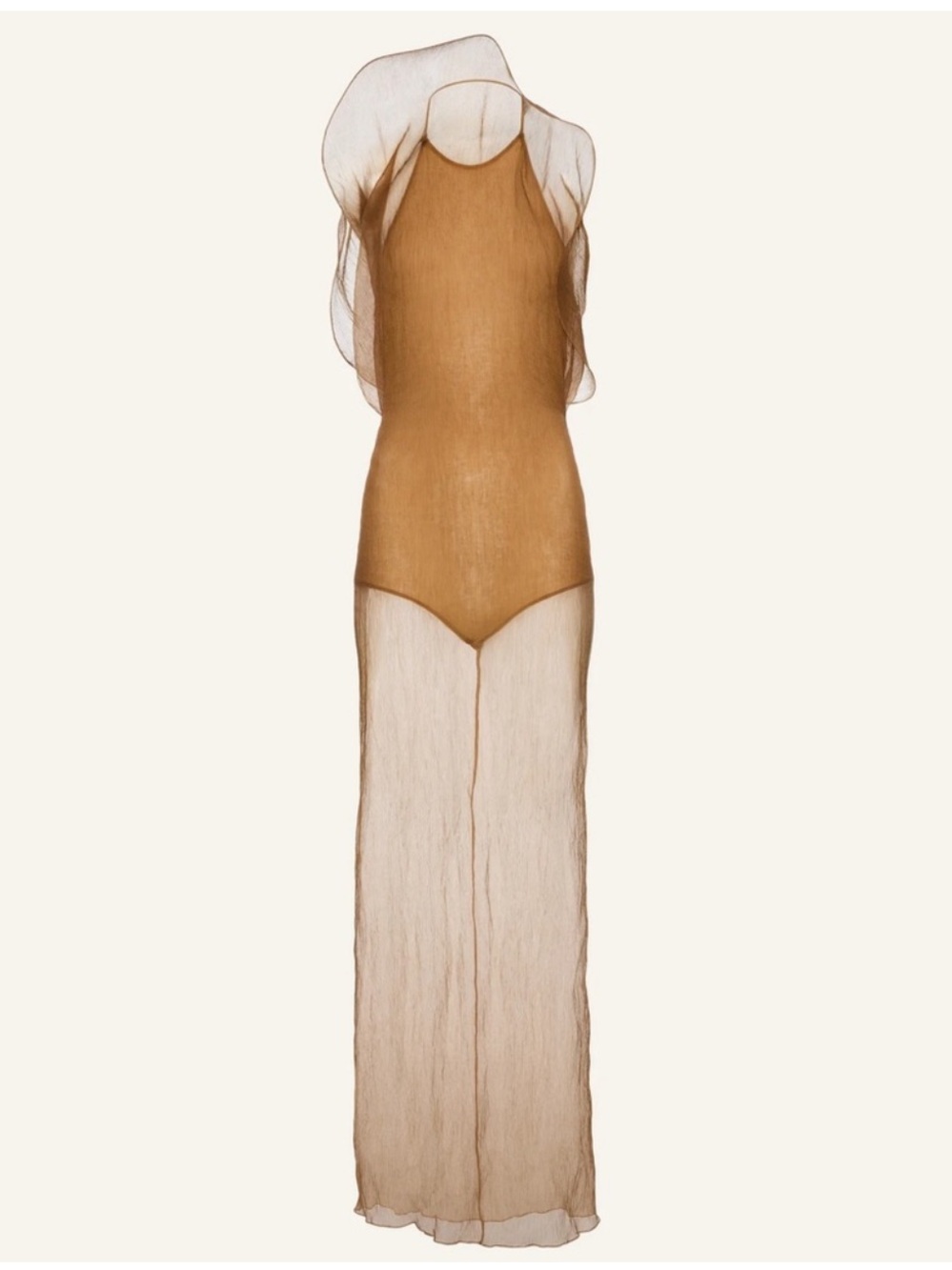 Magda Butrym Sheer Silk-Organza Gown in Light Brown